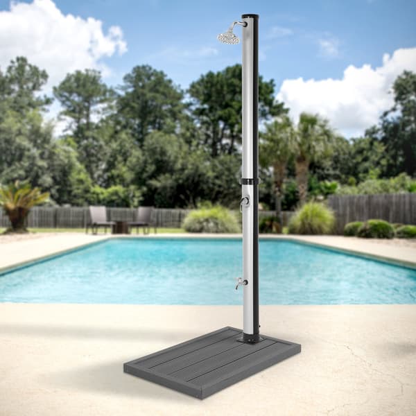 Solbruser med bundplade 20L 210 cm sølv/sort PVC forkromet ML-Design