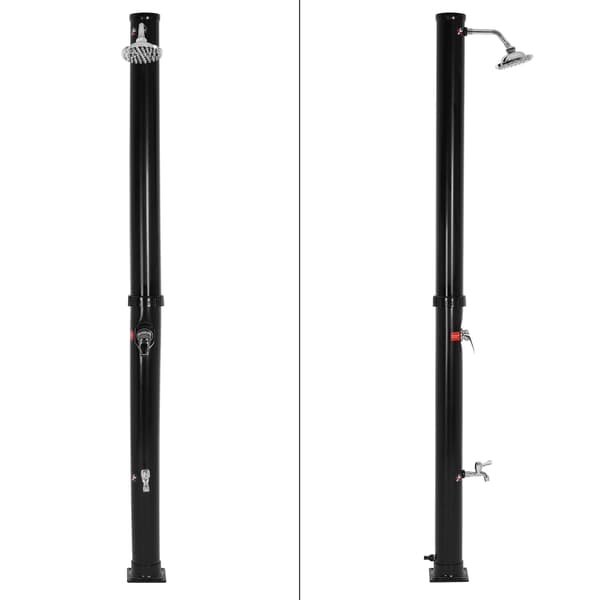 Solcellsdusch med bottenplatta 20L 210 cm Svart PVC förkromad ML-Design