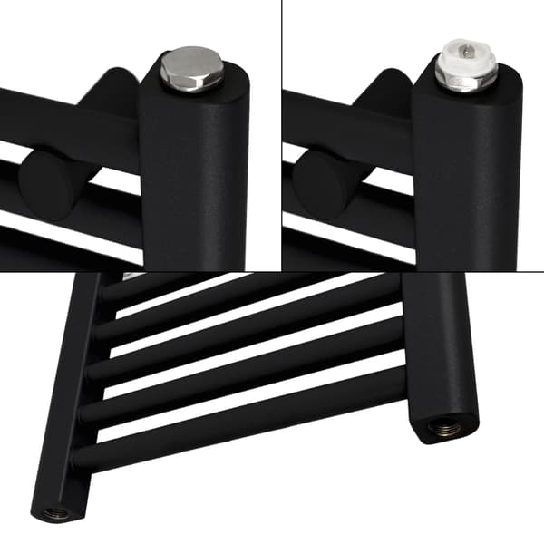Badeværelsesradiator Radiator sidetilslutning Sort 50x80cm Varmeelement 300 W Digital