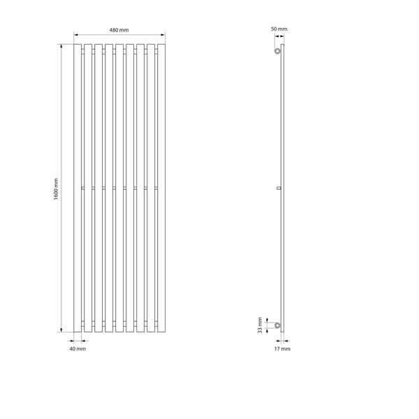 Badeværelsesradiator Stella 260x1400 mm sort mat LuxeBath