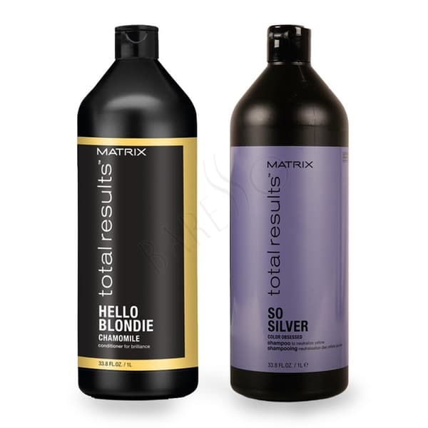 Matrix Total Results Color Obsessed So Silver Shampoo 1000ml + Hello Blondie Conditioner 1000ml