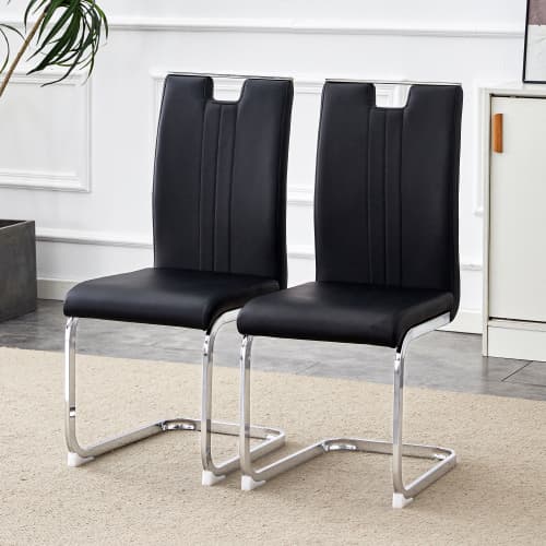 2 sorte bueformede PU-stole – perfekt til industriel & moderne boligindretning