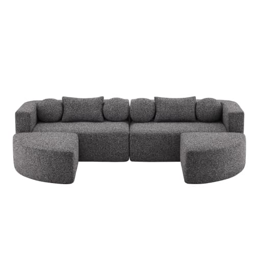 Modulär sovsoffa, cloud-couch, chenille, ingen montering – 292x165x68 cm, svart