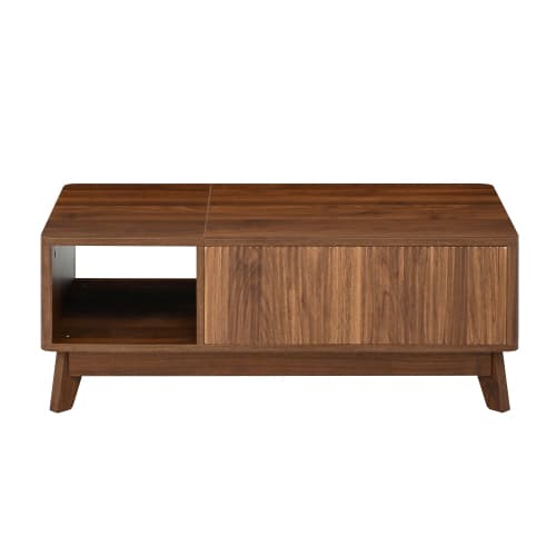Bord med lyftfunktion, vågtextur, öppet sidofack i MDF, modern design
