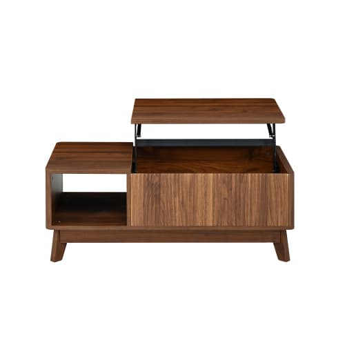 Bord med lyftfunktion, vågtextur, öppet sidofack i MDF, modern design
