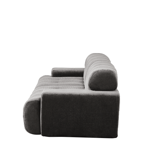 Cloud-sofa, 2-personers, brede armlæn, knapper & svungen – grå, samlet til stue & lejlighed