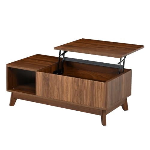 Bord med lyftfunktion, vågtextur, öppet sidofack i MDF, modern design
