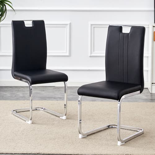 2 sorte bueformede PU-stole – perfekt til industriel & moderne boligindretning