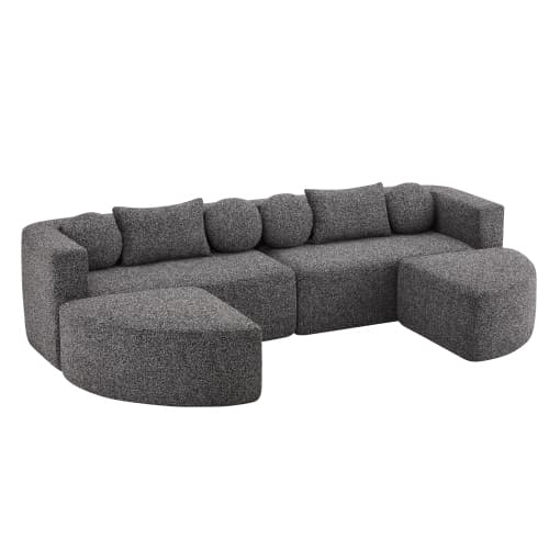 Modulær sovesofa, cloud-sofa, chenille, ingen montering – 292x165x68 cm, sort