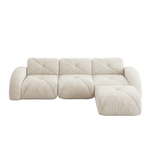 L‑formad modulär 3‑sits soffa med fotstöd, halksäker undersida, ingen montering, vit för vardagsrum