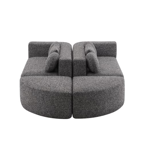 Modulær sovesofa, cloud-sofa, chenille, ingen montering – 292x165x68 cm, sort