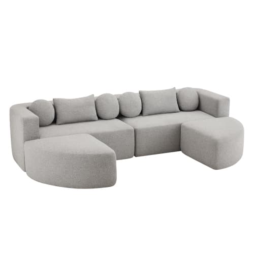 Modulär sovsoffa, cloud-couch, chenille, ingen montering – 292x165x68 cm, grå