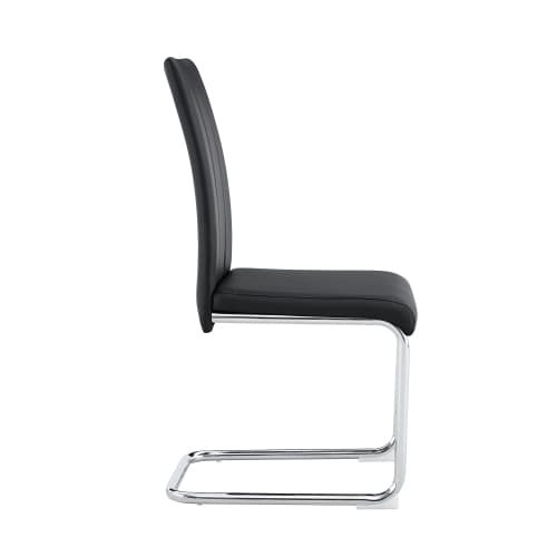 Moderne spisestol, sort, PU-læder & metalram – ergonomisk til moderne hjem