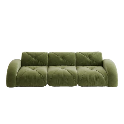 Grön ramlös extra stor modulär 3‑sits soffa i chenilletyg, halksäker design, monteringsfri för vardagsrum