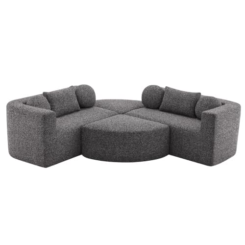 Modulär sovsoffa, cloud-couch, chenille, ingen montering – 292x165x68 cm, svart