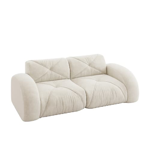 Ramlös modulär 2‑sits soffa i chenille med 32D‑högdensitetsskum, halksäker, ingen montering, vit för vardagsrum