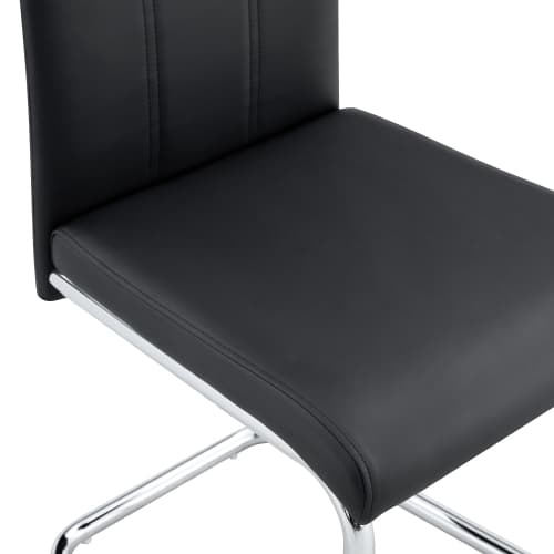 Moderne spisestol, sort, PU-læder & metalram – ergonomisk til moderne hjem