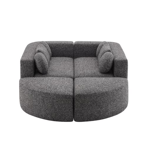 Modulær sovesofa, cloud-sofa, chenille, ingen montering – 292x165x68 cm, sort