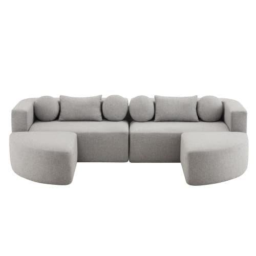 Modulär sovsoffa, cloud-couch, chenille, ingen montering – 292x165x68 cm, grå