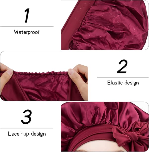 Satin nattmössa, satin sovmössa, justerbar duschmössa, ela