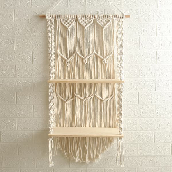 Makrame Vägghylla - Boho Inomhushyllor för