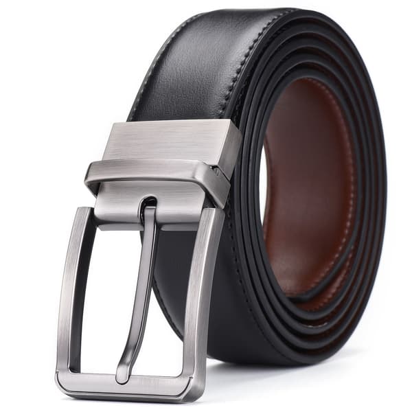 Herre læderbælte vendbart (sort og brunt), 120 cm