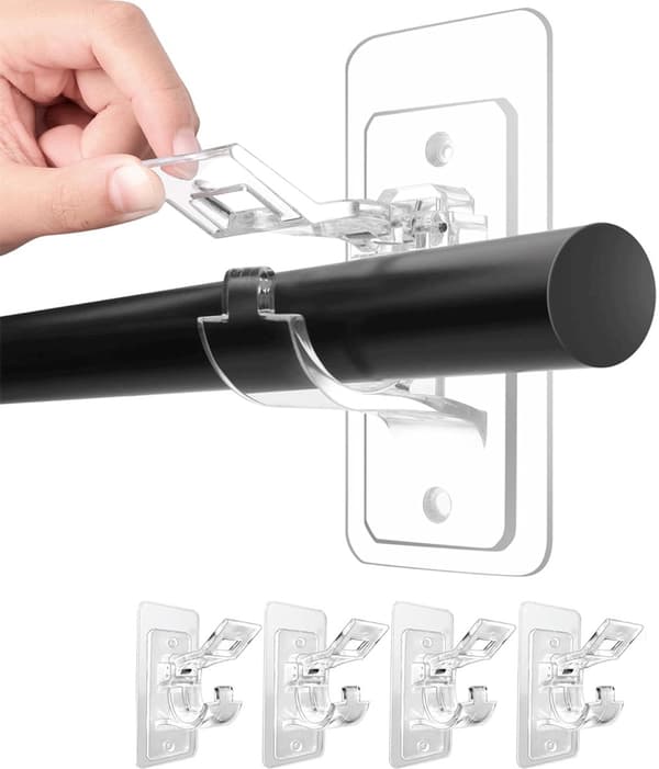 Stöd - Självhäftande gardinstångsfäste - 4-pack - Ingen borrning