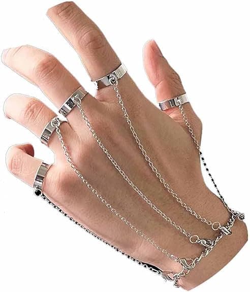 Boho Lagdelt Fingerring Armbånd Sølv Slavearmbånd Vint