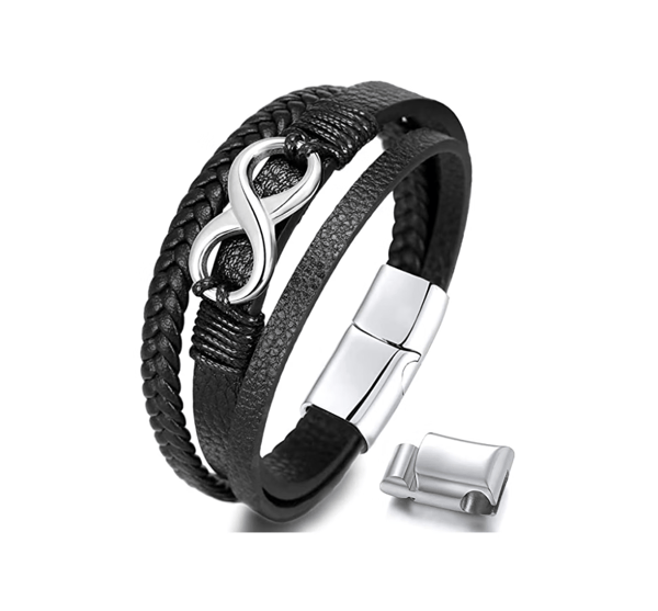 Herrläderarmband med avtagbart titanlås för ea
