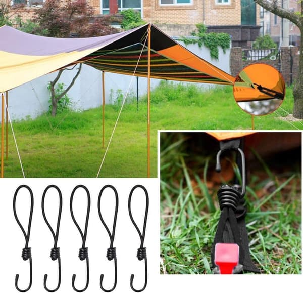 Set med gummiband med krok - 20 cm - maximal stretch 50% - 8 stycken