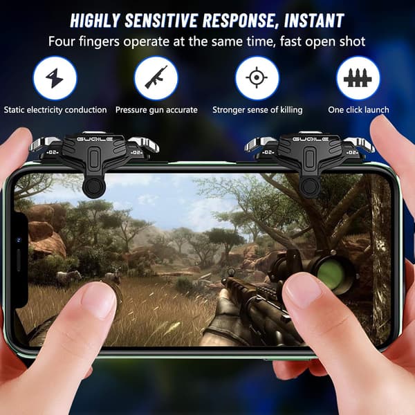 PUBG Mobile Game Controller Trigger, [2021 Uppgraderad Version] Spelkontroll Triggers Känslig Skjutning Gamepad Jo