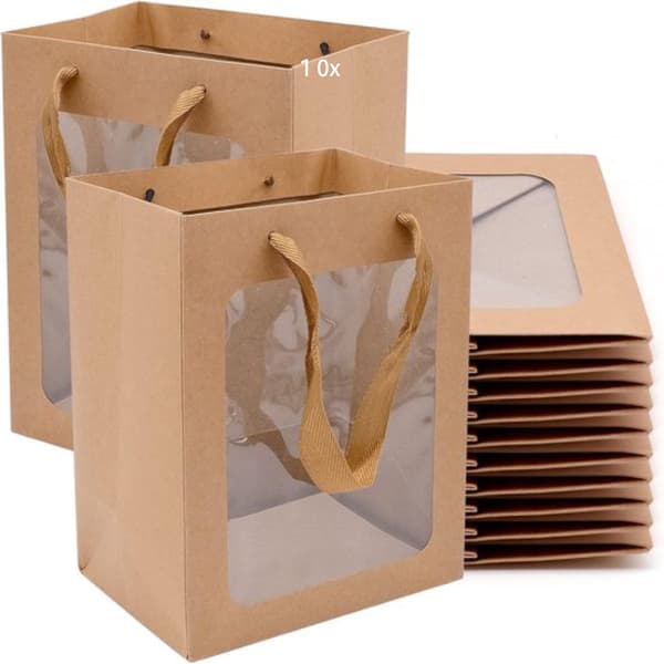 10 stycken - 18*13*25 cm - Presentpåsar - Brun