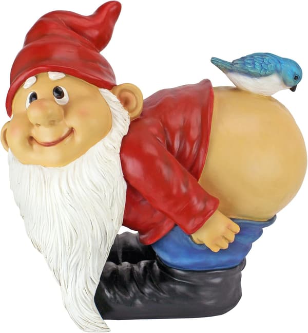 Nøgen Balde Havenisse Statue, Stor 11cm, Polyresin, Fuld Farvepalet
