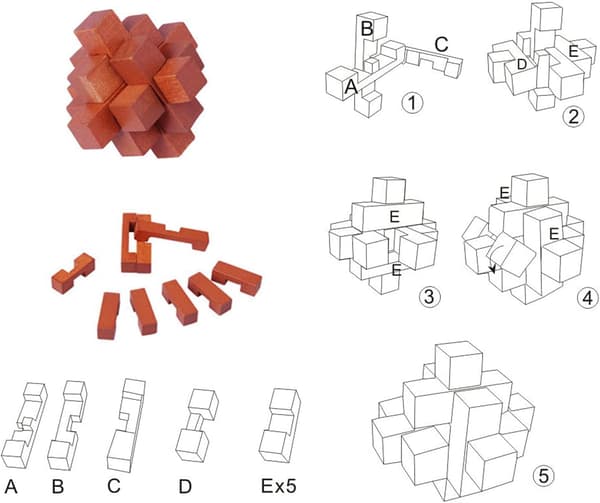 træhjernevrider, hjernevrider-spil, 3D IQ-puslespil