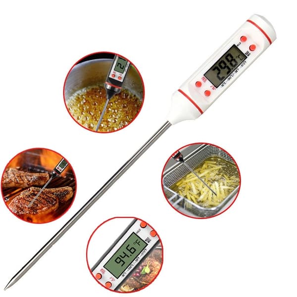 Grill-/stegetermometer med LCD-display hvid