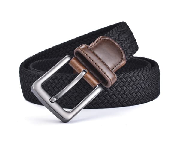 Herrbälte 2-pack, Herrstretch flätat nätbälte för casual