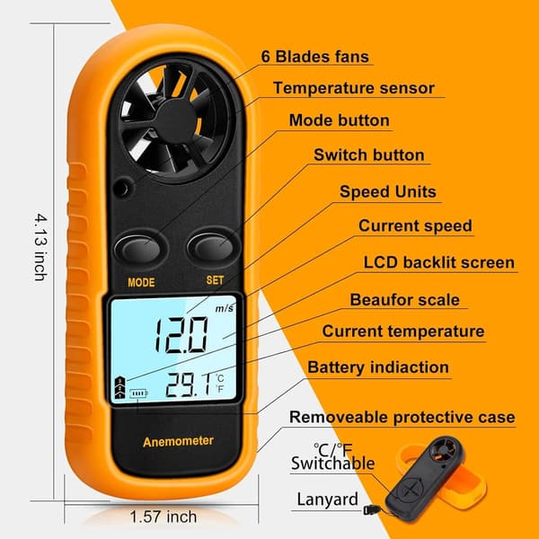 Anemometer - Handanemometer - Digital Anemometer, Fiske,