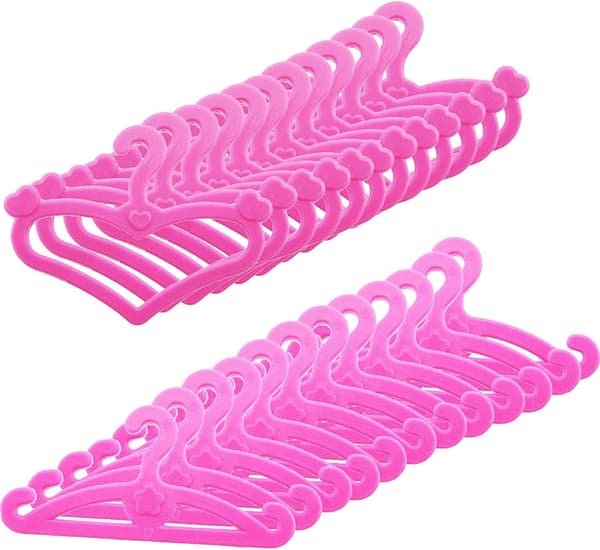 40 rosa plasthängare för Barbiekläder 30 cm