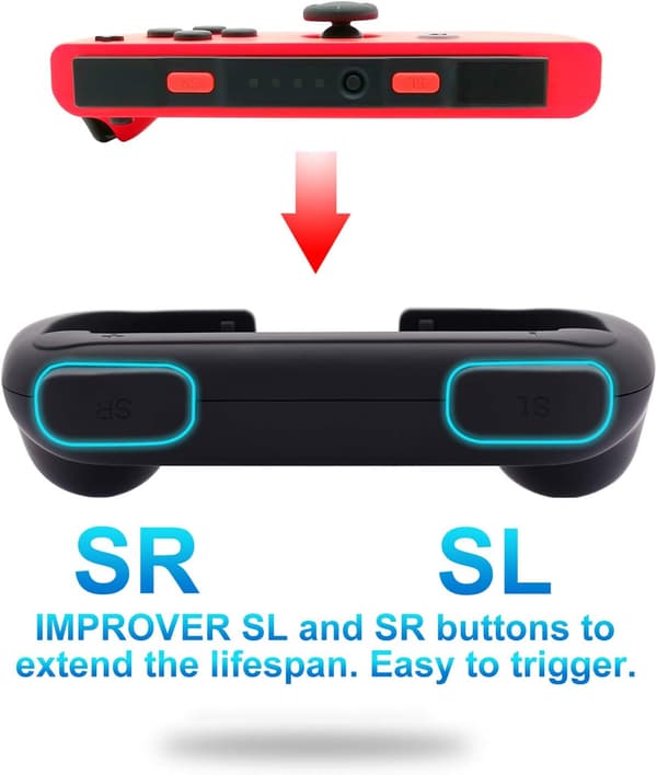 Sæt med 4 greb kompatible med Nintendo Switch&OLED, greb kompatible med JoyCon Switch til tommelfinger (sort, blå)