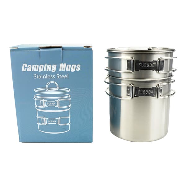 Sammenfoldeligt krus - 304 rustfrit stål - 2 stk. - Camping Essential