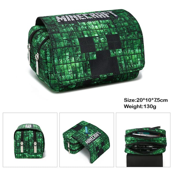 Minecraft Pennfodral för barn med dubbla lager och stor