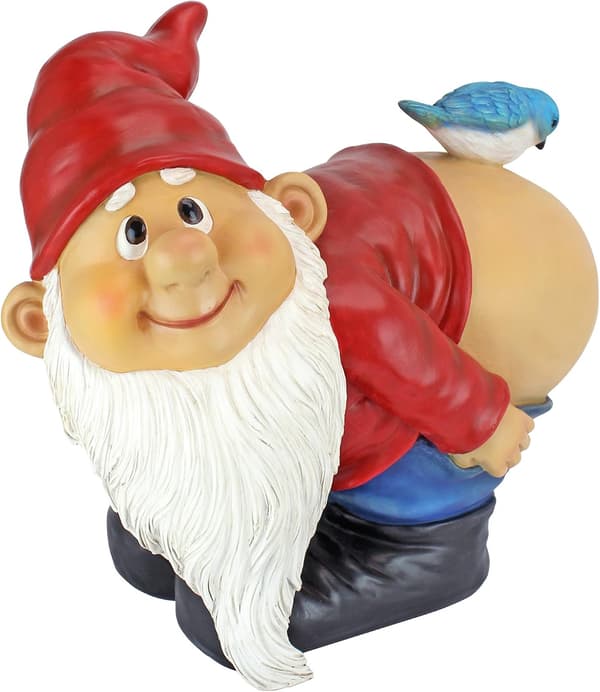 Nøgen Balde Havenisse Statue, Stor 11cm, Polyresin, Fuld Farvepalet
