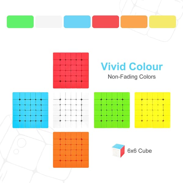 Speed Cube 6x6 Stickerless, Speed Cube 6x6x6 Magic Cube Julegave til børn og voksne, 65mm (Stickerless)