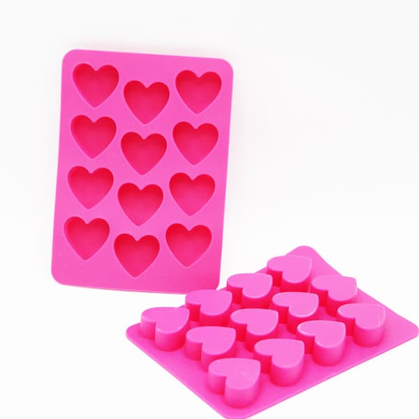 Isform i silikon, hjärtformade isbitsformar, rosa