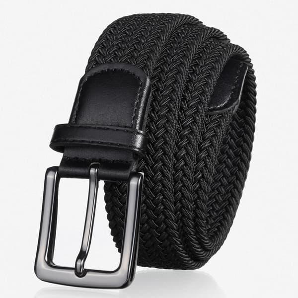 Flätat elastiskt bälte 125 cm, brett 34 mm, med silverspänne