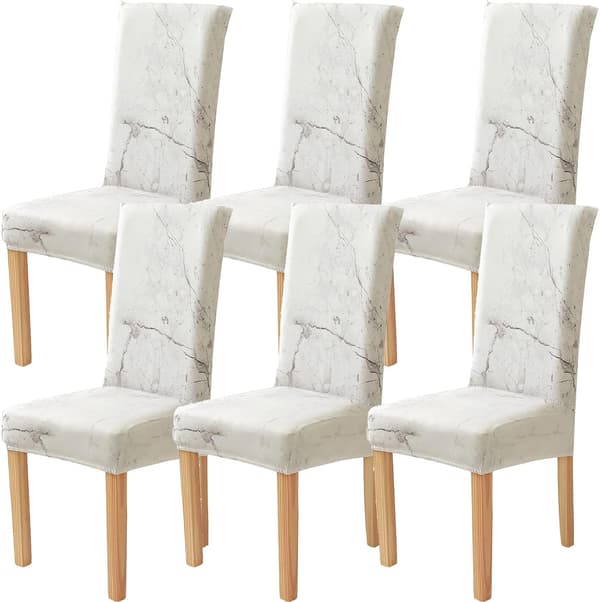 Stolsöverdrag för matsal, set om 6, stretchiga överdrag, elastiska stolsöverdrag