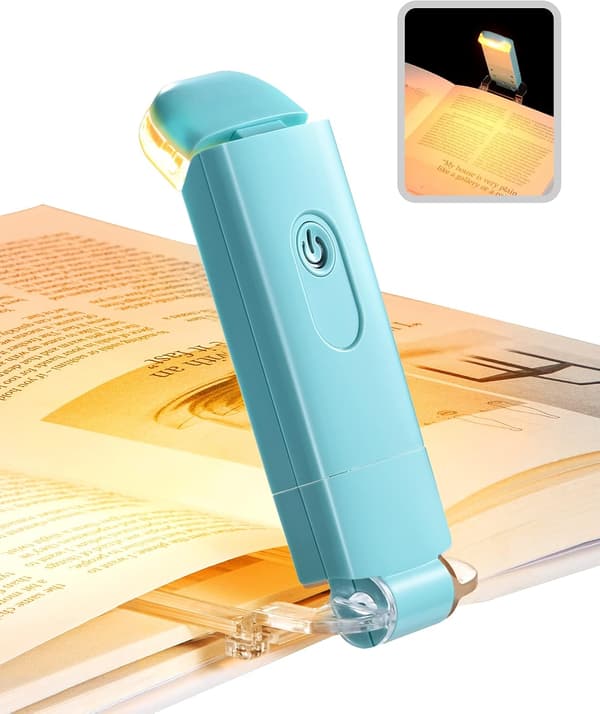 Bærbar USB Genopladelig LED Boglampe med Klips til Læsning-Blå