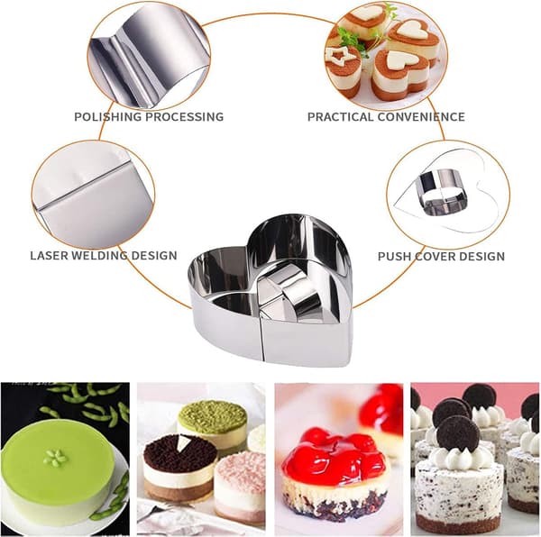 6 Stykker Kage Ring, Kageudstikker, Kageform, Rustfrit Stål Kage Ring Bage Mousseforme Dessertringe