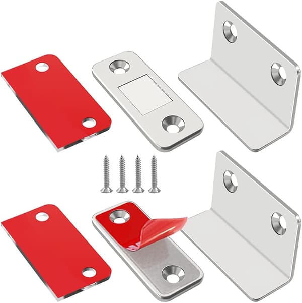 Magnetiska dörrspärrar för skåp, silver, 2-pack