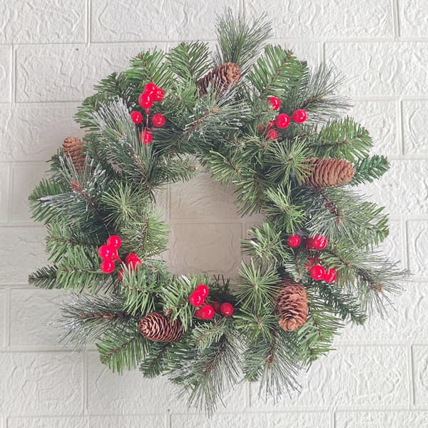 40 cm kunstig julekrans, LED juleguirlande Tim
